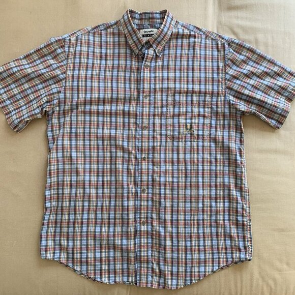 Wrangler Riata Classic Fit Shirt Rainbow Plaid Short Sleeve Button Down Mens L - Picture 11 of 11